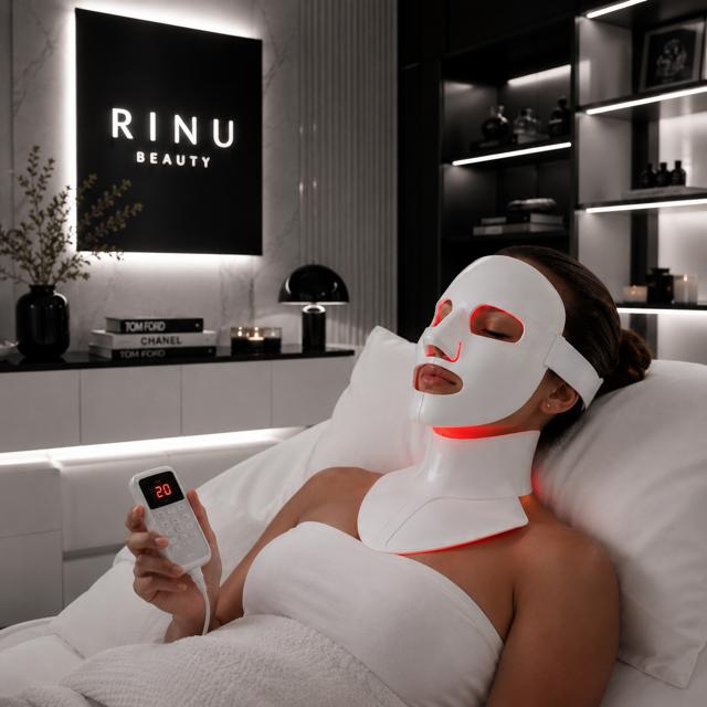 Rinu Beauty 3-in-1 Complete LED Therapy System (Face, Neck, & Chest)